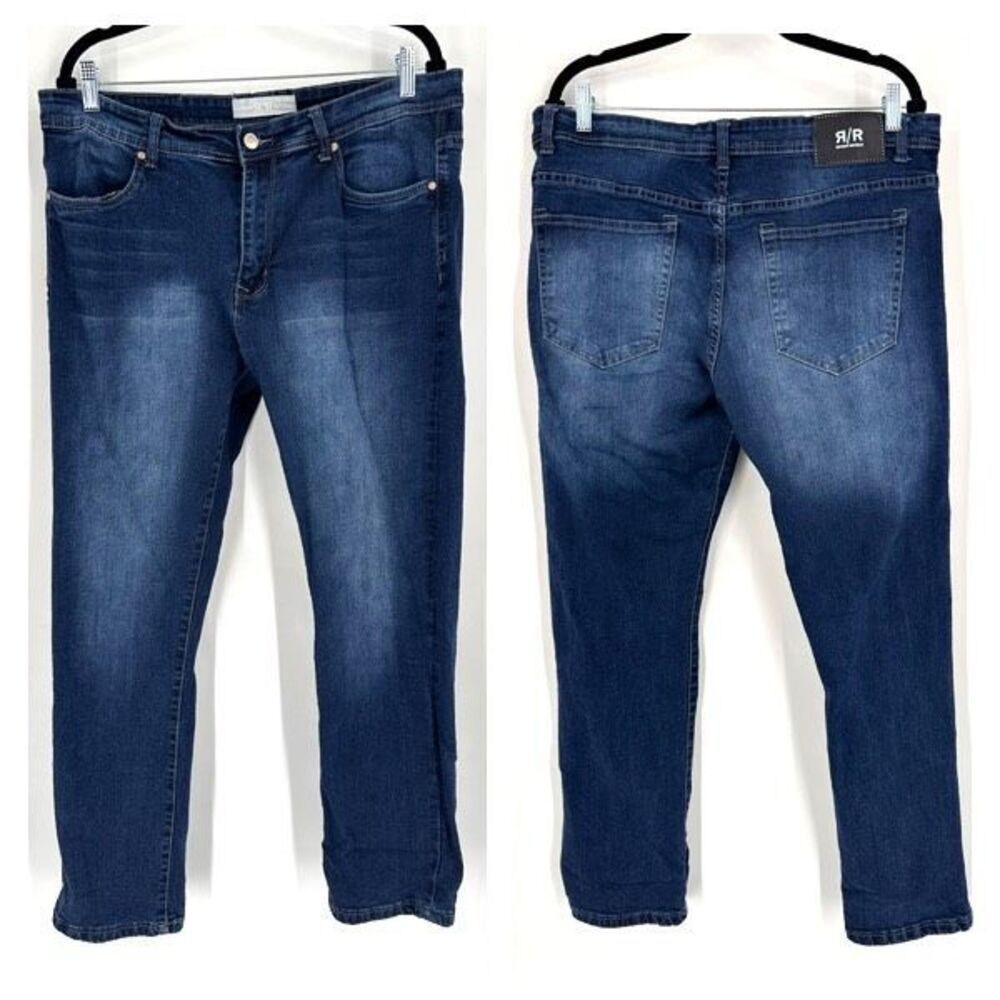 Refinery Republic Mens Slim Straight Leg Denim Jeans Dark Wash‎ Blue Size 34x30
